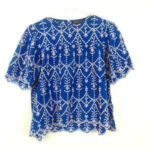 Zara Woman Peasant Top Eyelet Prairie BOHO Size XS